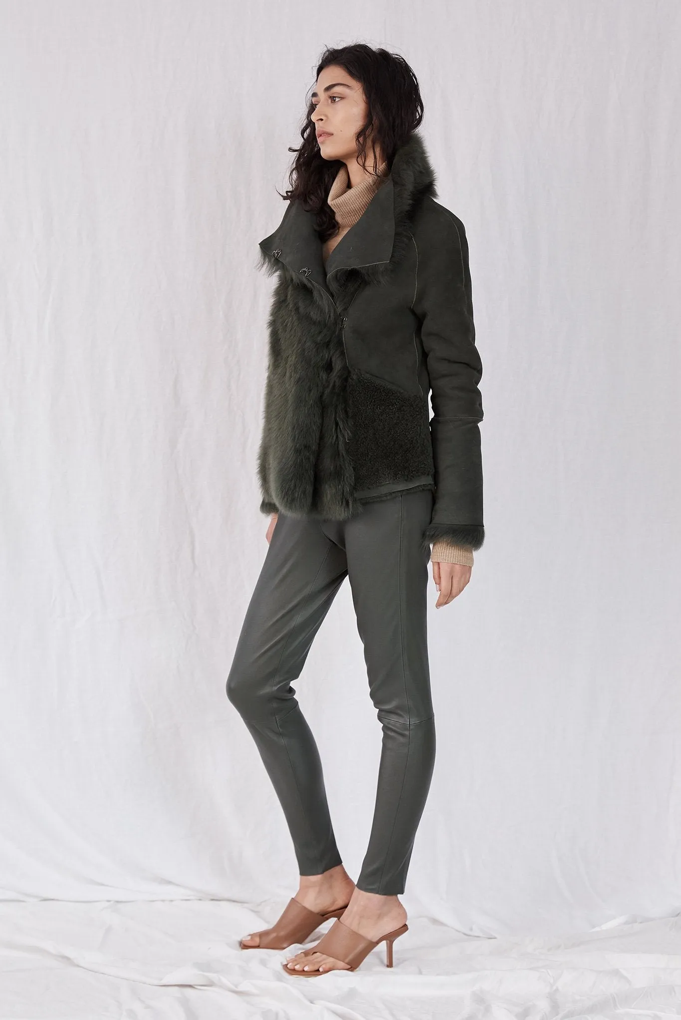 Spring Street Shearling Coat Moss Green Shearling