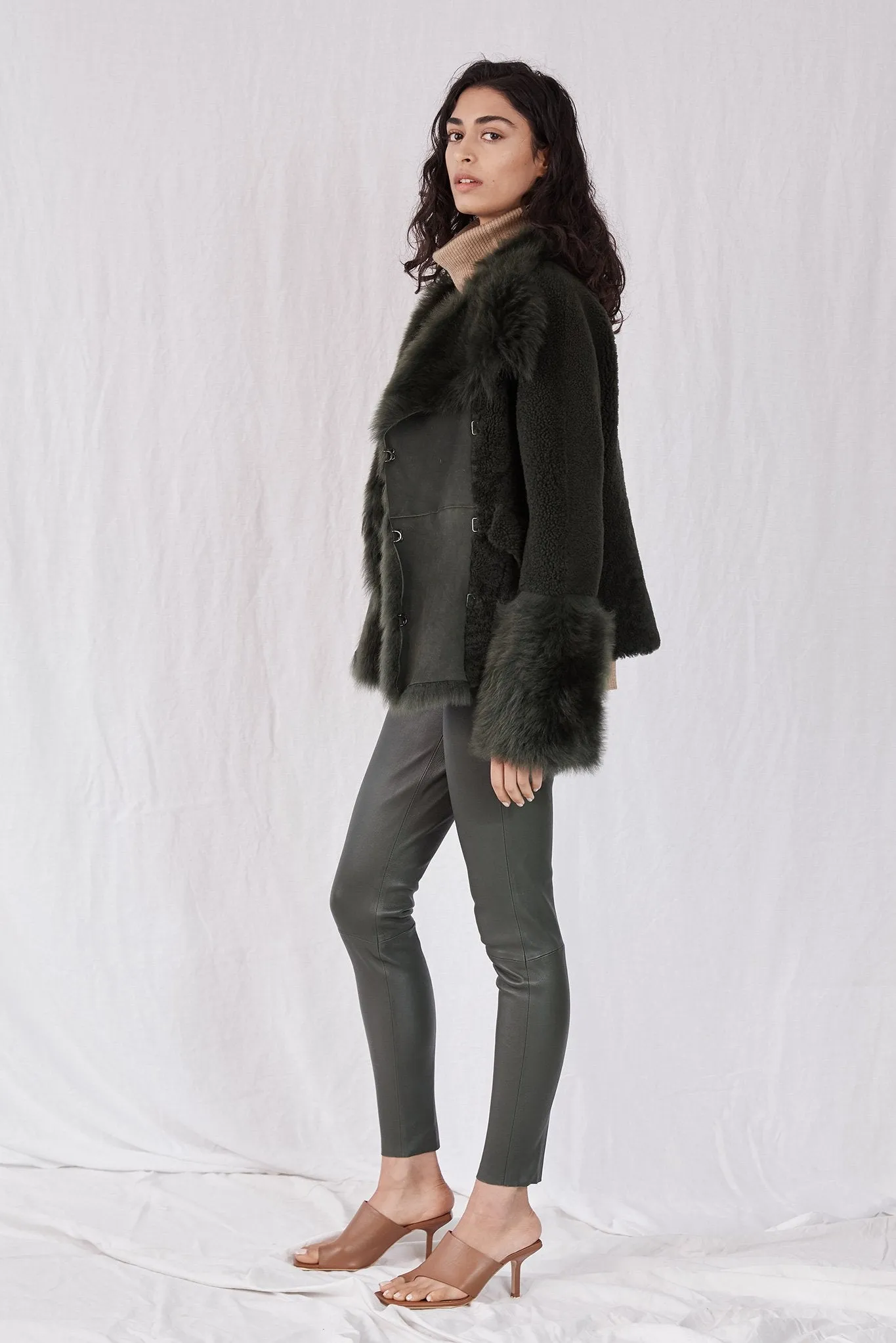 Spring Street Shearling Coat Moss Green Shearling