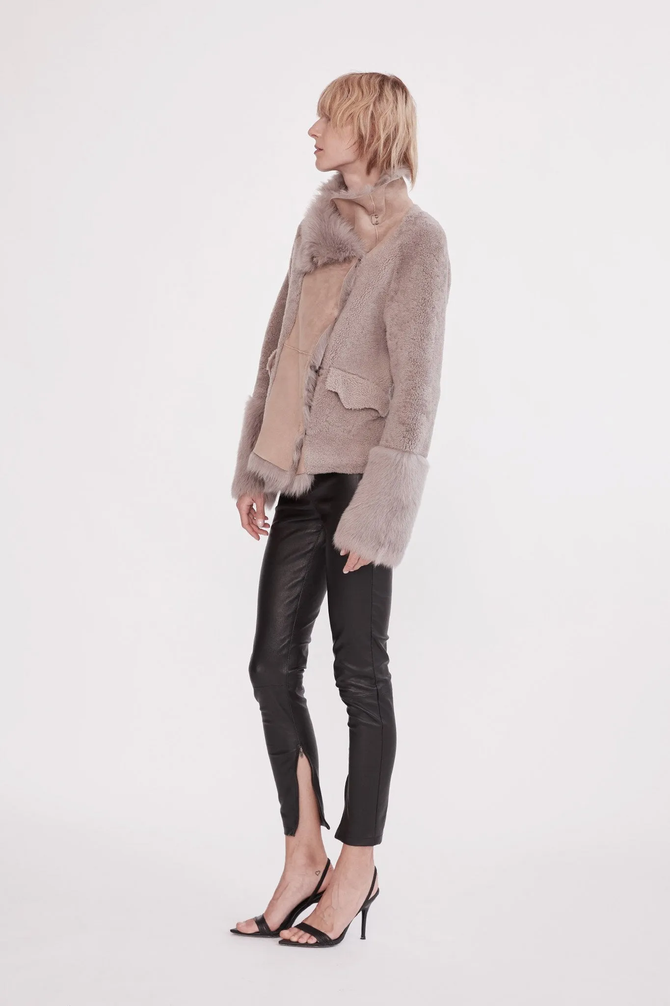 Spring Street Shearling Coat Taupe Shearling