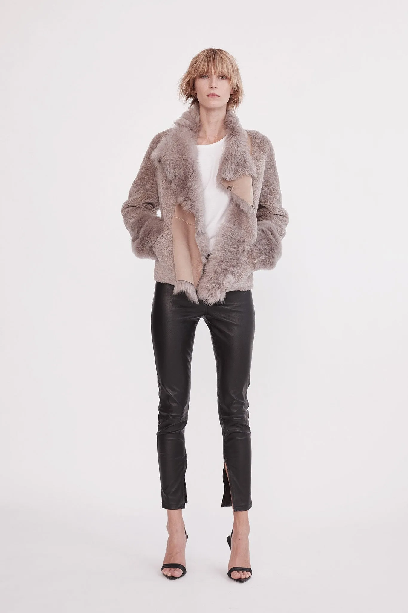 Spring Street Shearling Coat Taupe Shearling