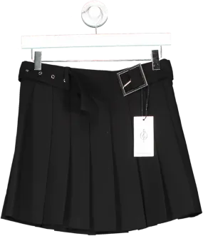 Stradivarius Black Pleat Mini Skirt With Belt UK S