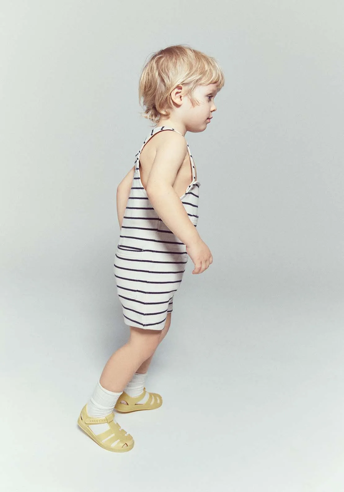 Striped Dungaree - Cream