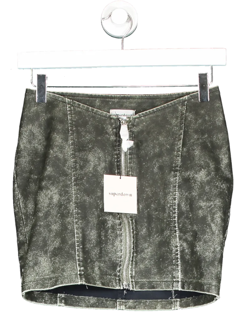 Superdown Green Faux Leather Skirt In Olive UK XS