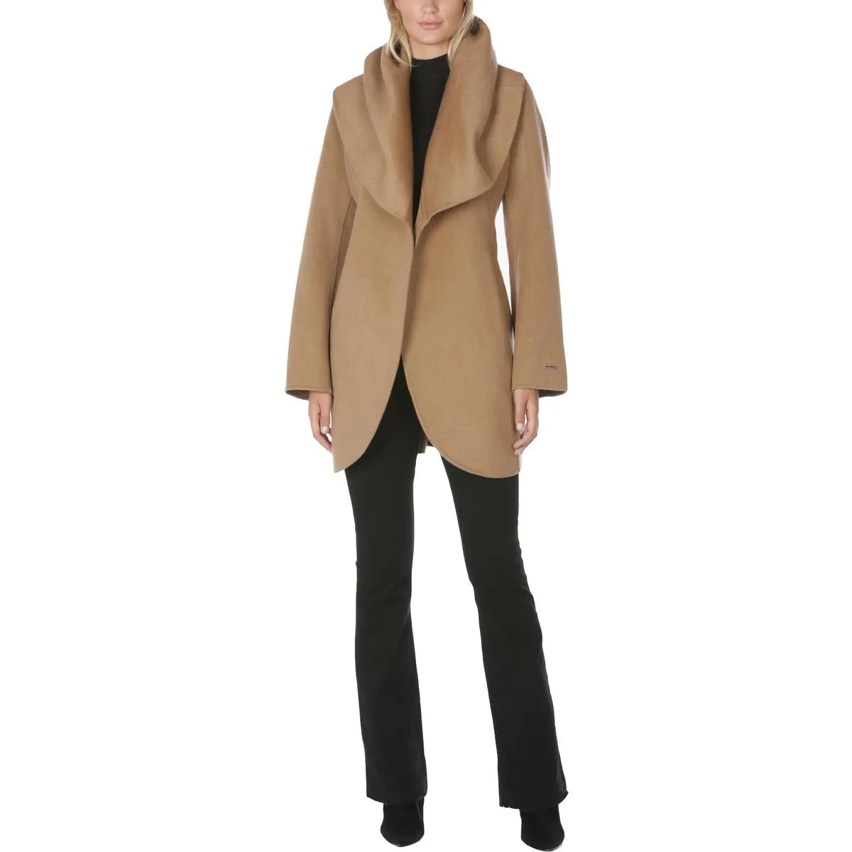 Tahari Marilyn Women's Wool Blend Double Face Belted Wrap Coat