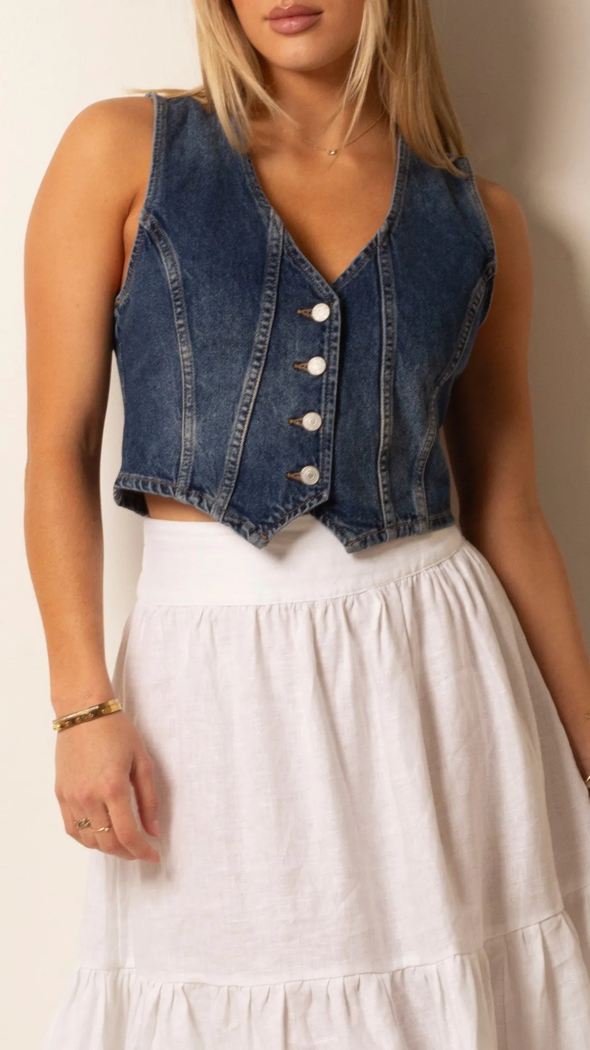 Tate Denim Vest - Dark Indigo