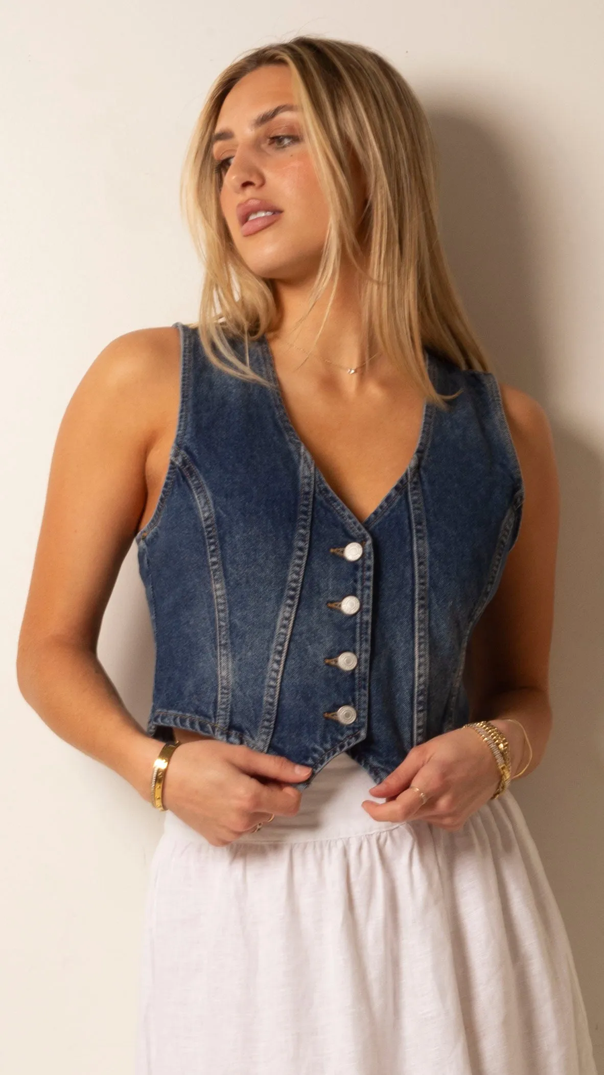 Tate Denim Vest - Dark Indigo