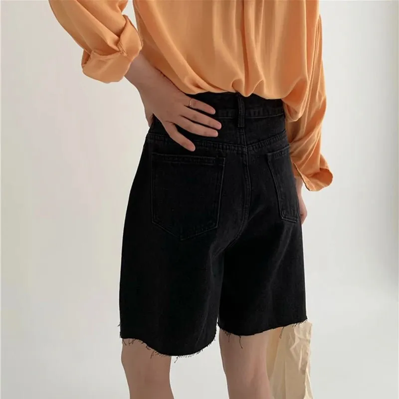 Trendy Denim Knee Shorts for Women