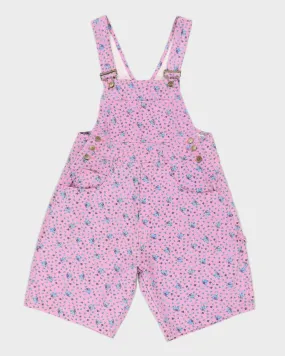 Vintage 90s Cotton Ginny Pink Floral Dungarees - M