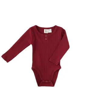 Willow Long Sleeve Cotton Bodysuit - Storybook Red