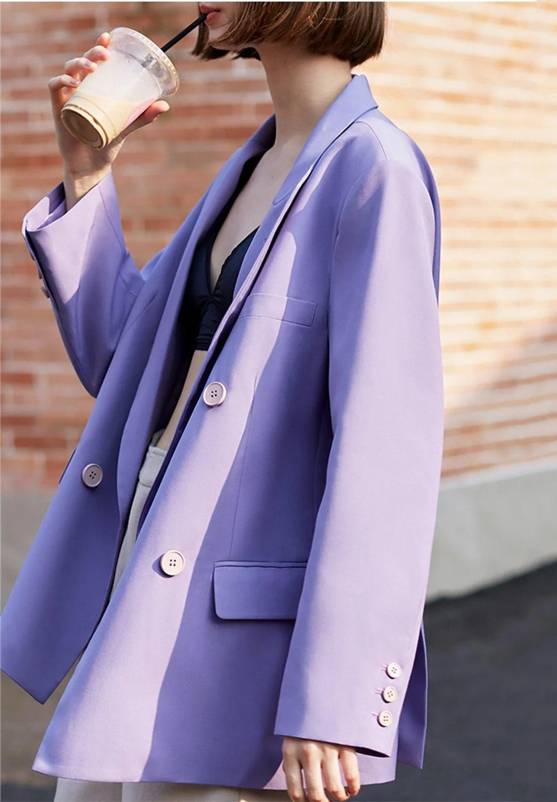 Women Blazer,Purple Loose Blazer,Oversize suit,Double Breasted Suit,jacket for women,loose suit jacket,Spring Autumn outfit,Women's coat