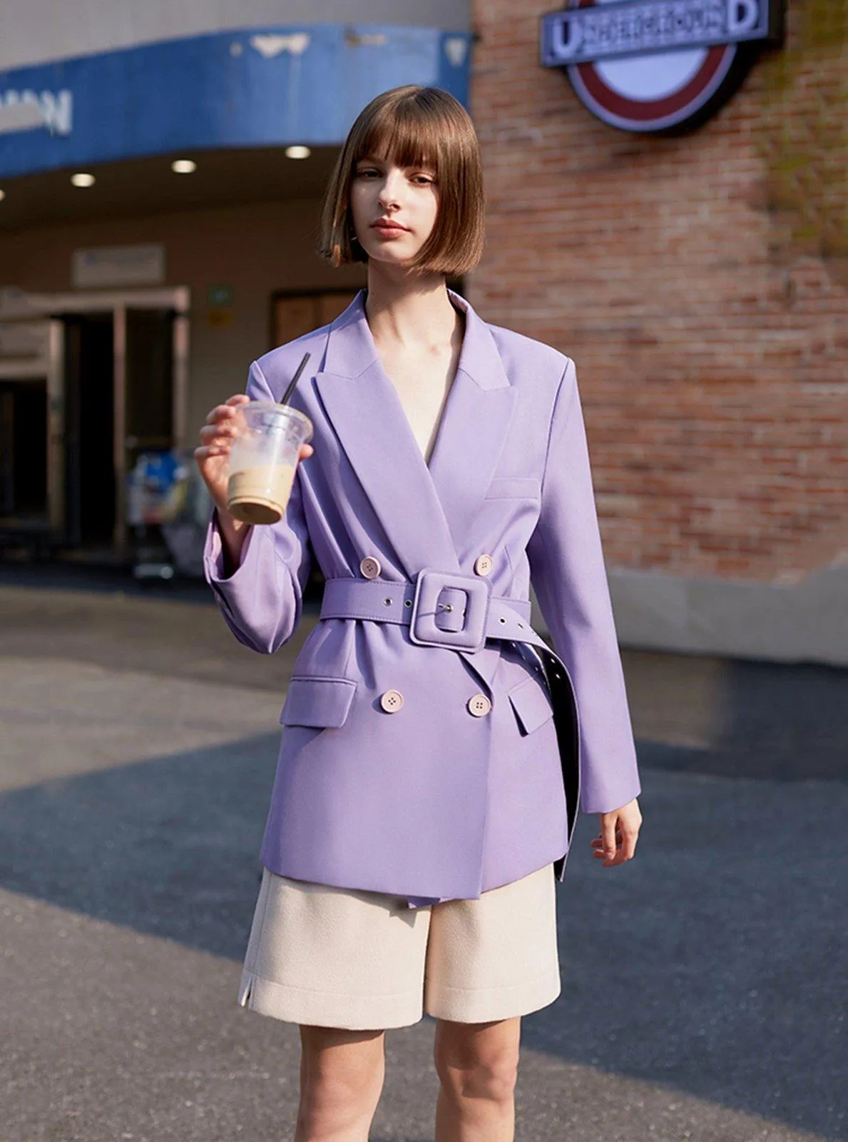 Women Blazer,Purple Loose Blazer,Oversize suit,Double Breasted Suit,jacket for women,loose suit jacket,Spring Autumn outfit,Women's coat