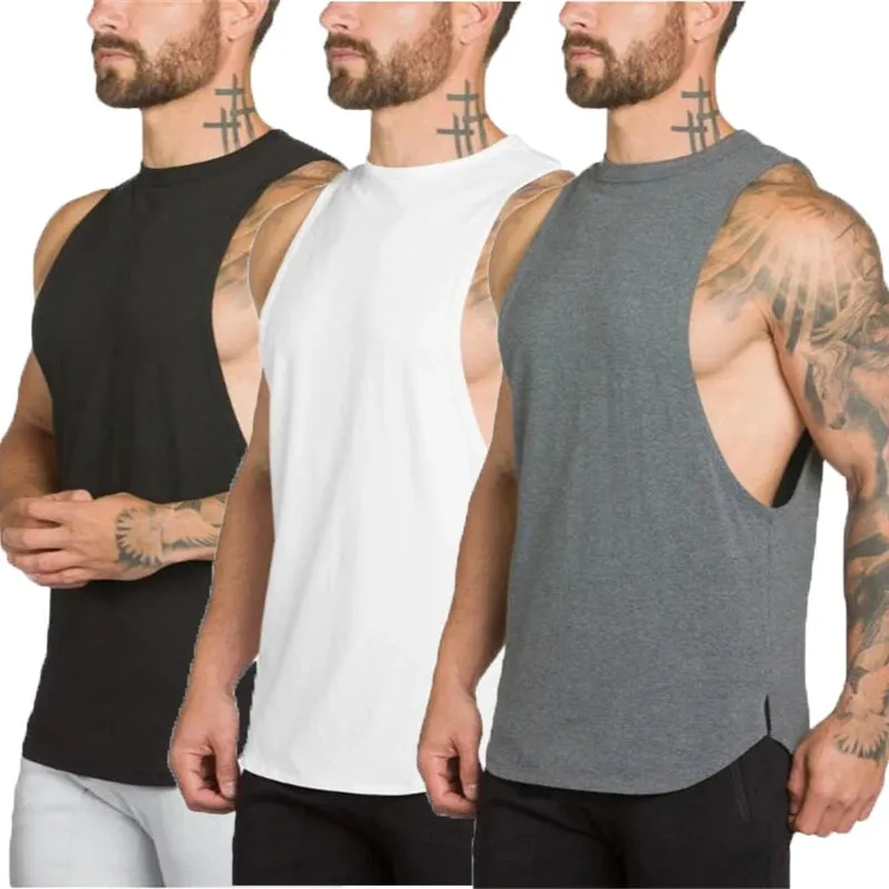 Xituodai 3 Pack Fitness Clothing Blank Bodybuilding Sleeveless Shirt Mens Gym Stringer Tank Top Men Sportswear Undershirt Fashion Vest