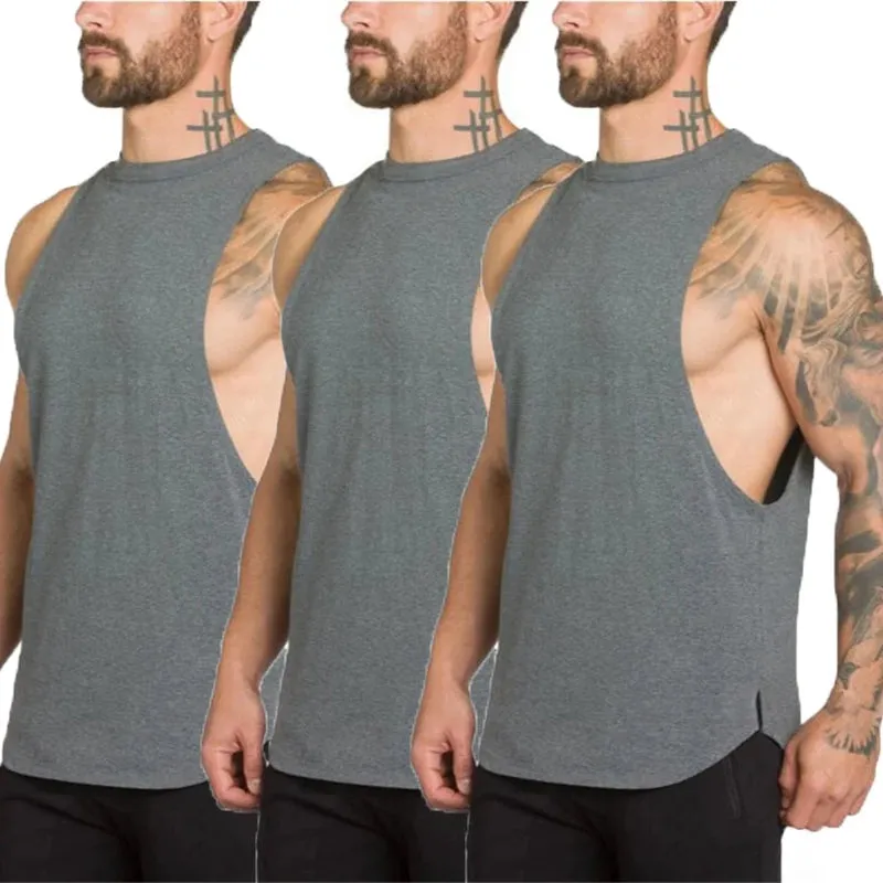 Xituodai 3 Pack Fitness Clothing Blank Bodybuilding Sleeveless Shirt Mens Gym Stringer Tank Top Men Sportswear Undershirt Fashion Vest