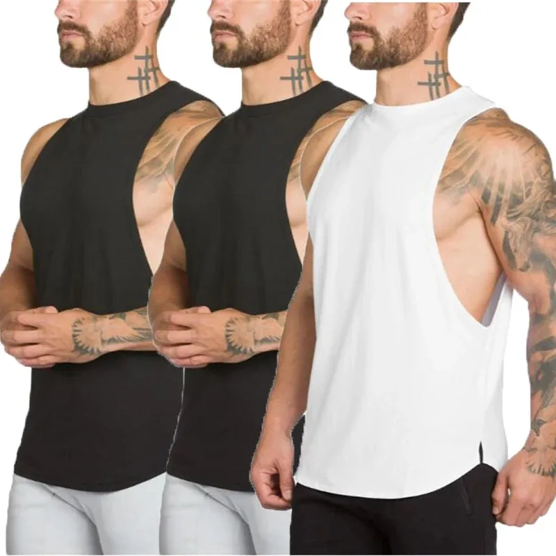 Xituodai 3 Pack Fitness Clothing Blank Bodybuilding Sleeveless Shirt Mens Gym Stringer Tank Top Men Sportswear Undershirt Fashion Vest