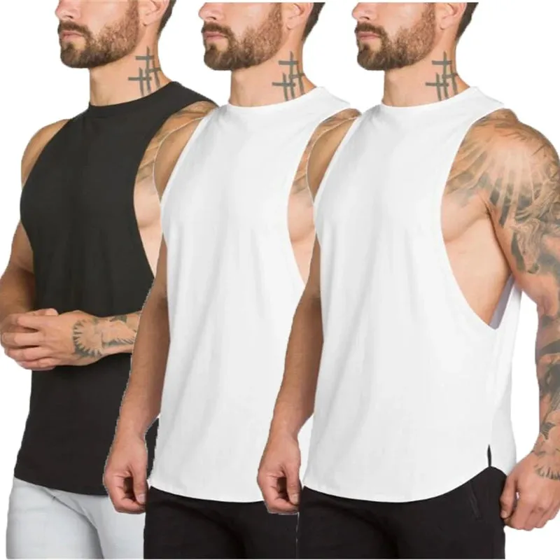 Xituodai 3 Pack Fitness Clothing Blank Bodybuilding Sleeveless Shirt Mens Gym Stringer Tank Top Men Sportswear Undershirt Fashion Vest